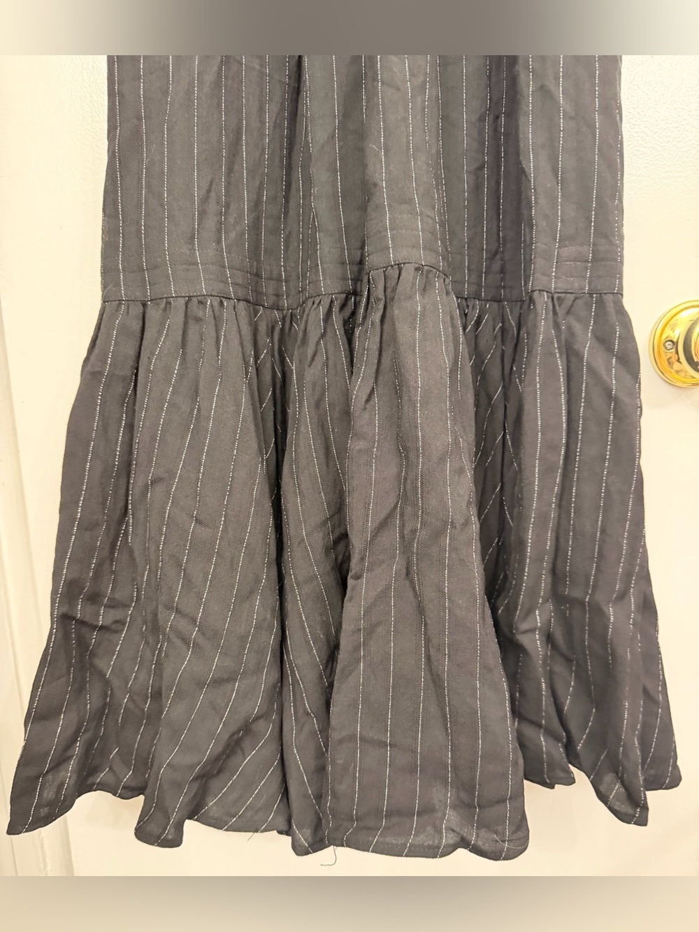 La Ligne Amy Linen Blend Black Pinstripe Maxi Dress SIze Medium - Picture 6 of 8